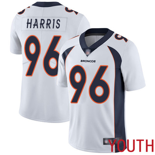 Youth Denver Broncos #96 Shelby Harris White Vapor Untouchable Limited Player Football NFL Jersey